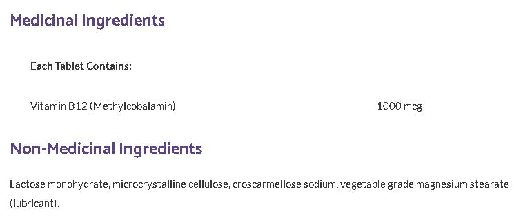 B12 Methylcobalamin · 1000 mcg